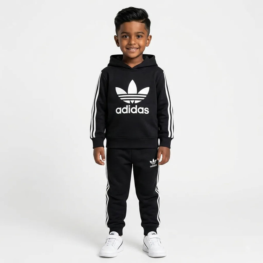 Boys Black Adidas Winter Hoodie Coord Set (2 Piece) - Size 1 - 12 Years