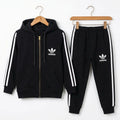 Boys Black Adidas Zipper Hoodie Winter Coord Set (2 Piece) - Size 1 - 12 Years