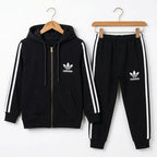 Boys Black Adidas Zipper Hoodie Winter Coord Set (2 Piece) - Size 1 - 12 Years