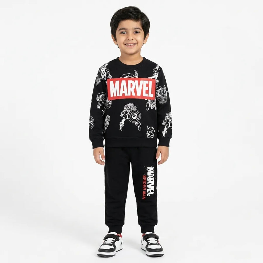 Boys Black Marvel Winter Coord Set (2 Piece) - Size 1 - 12 Years