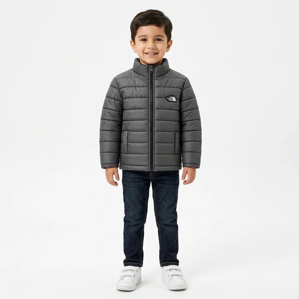 Boys Black Puffer Jacket – The North Face Print (Size 2 - 7 Years)