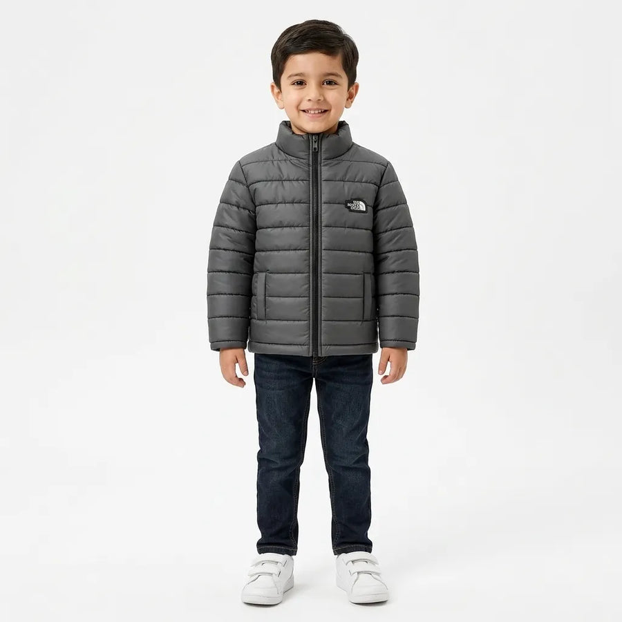 Boys Black Puffer Jacket – The North Face Print (Size 2 - 7 Years)