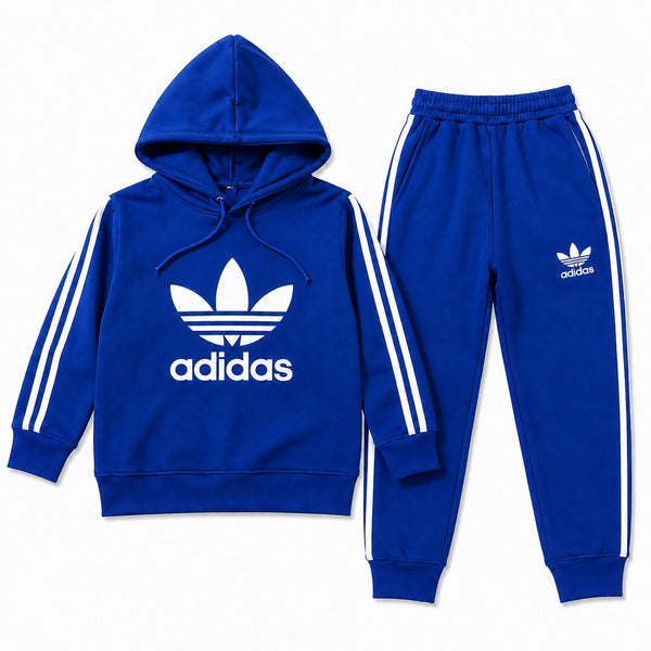 Boys Blue Adidas Winter Hoodie Coord Set (2 Piece) - Size 1 - 12 Years