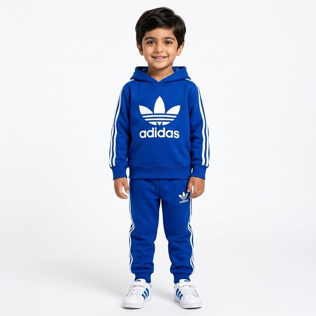 Boys Blue Adidas Winter Hoodie Coord Set (2 Piece) - Size 1 - 12 Years