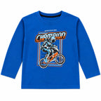 Boys Blue Champion Full Sleeves Cotton T-Shirt (Size 9 Months - 12 Years)