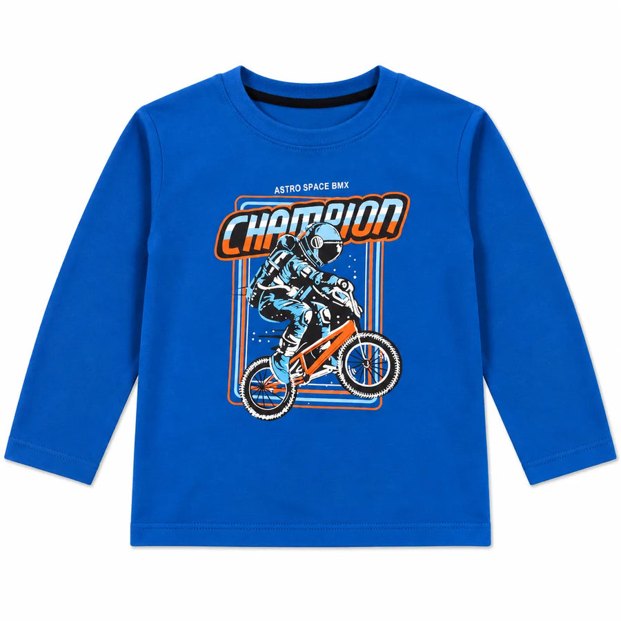 Boys Blue Champion Full Sleeves Cotton T-Shirt (Size 9 Months - 12 Years)