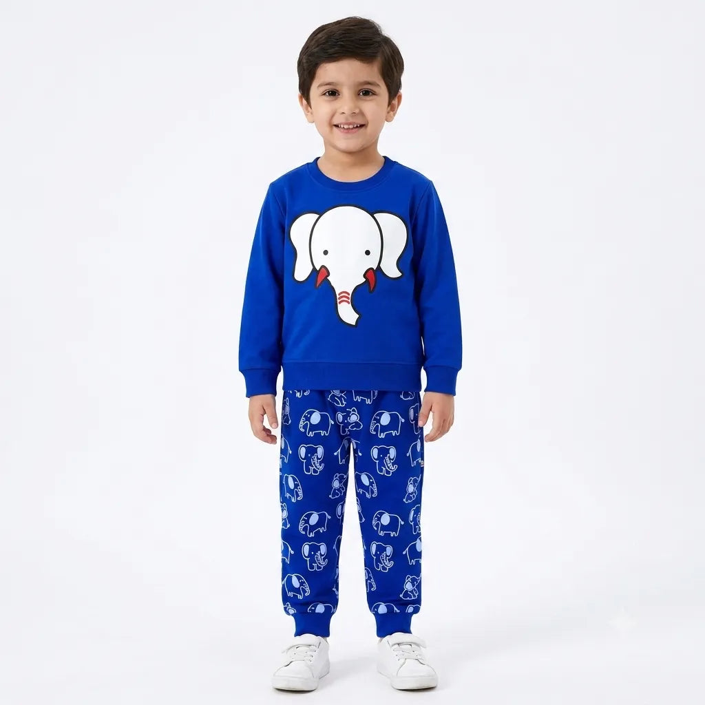 Boys Blue Elephant Winter Coord Set (2 Piece) - Size 1 - 12 Years
