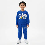 Boy wearing blue GAP and Snoppy winter coord set by Lil' Cubs, featuring a cozy 2-piece outfit for ages 1 to 12 years.