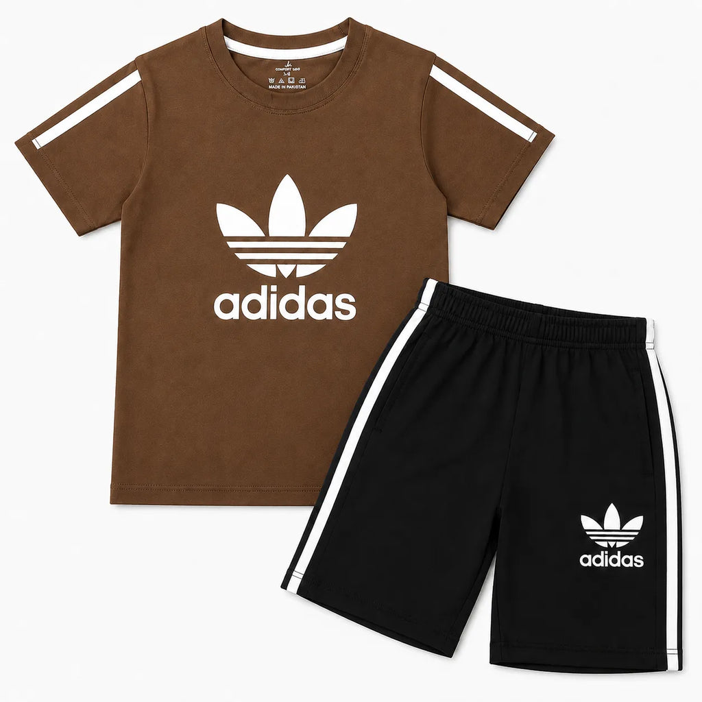 Boys Brown & Black Adidas Summer Coord Set (2 Piece) Age 1 - 12 Years