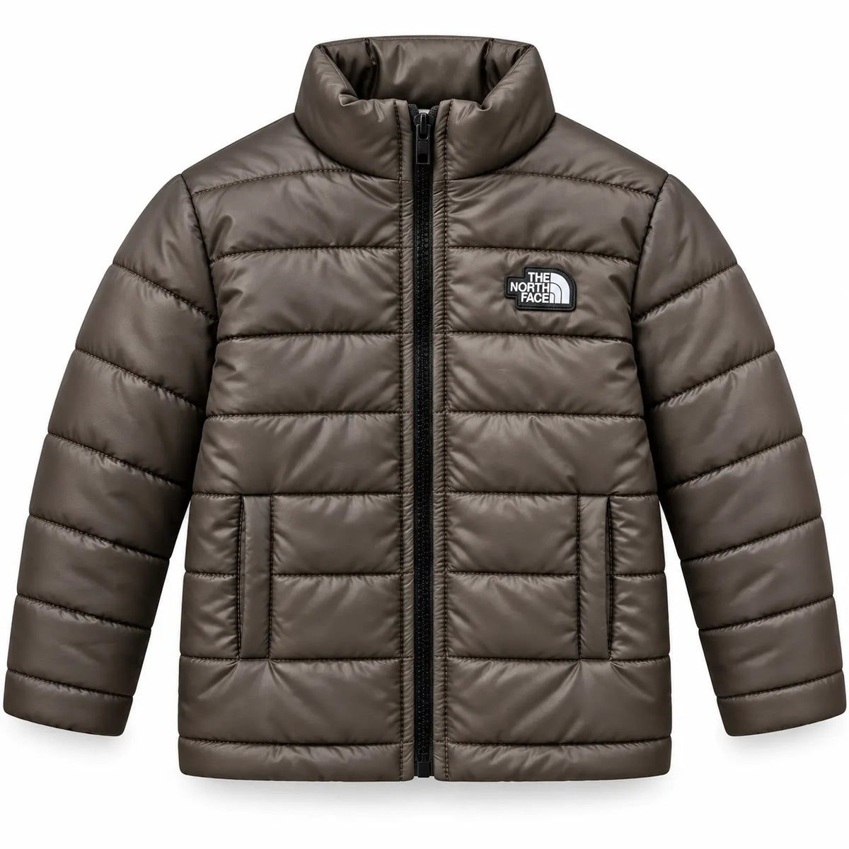 Boys Brown Puffer Jacket – The North Face Print (Size 2 - 7 Years)