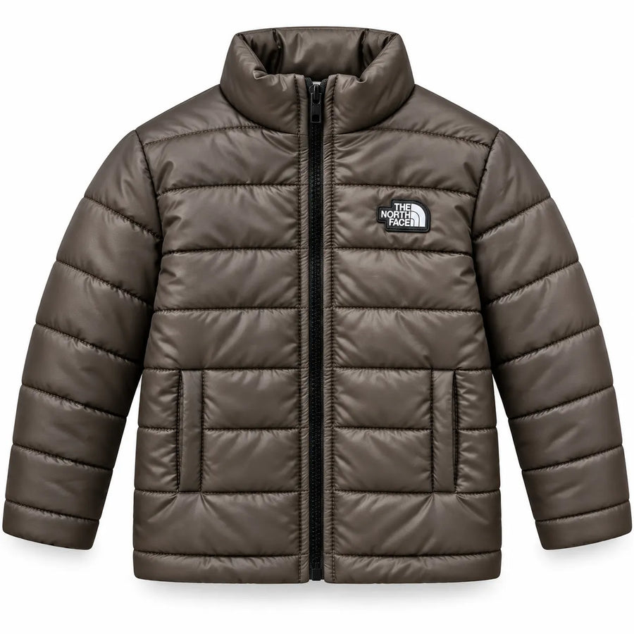 Boys Brown Puffer Jacket – The North Face Print (Size 2 - 7 Years)