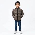 Boys Brown Puffer Jacket – The North Face Print (Size 2 - 7 Years)