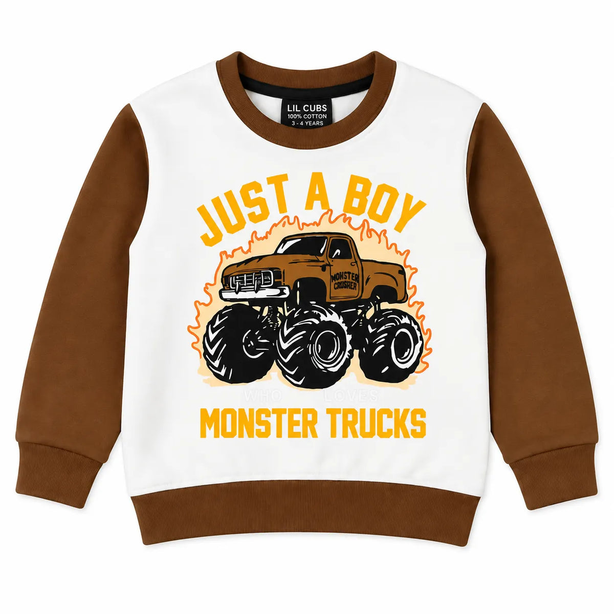 Boys Brown & White Monster Truck Winter Coord Set (2 Piece) - Size 1 - 12 Years
