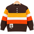 Boys Brown Winter Sweater with Striped Design (Size 1 - 4 Years)