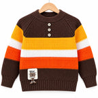 Boys Brown Winter Sweater with Striped Design (Size 1 - 4 Years)