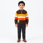 Boys Brown Winter Sweater with Striped Design (Size 1 - 4 Years)