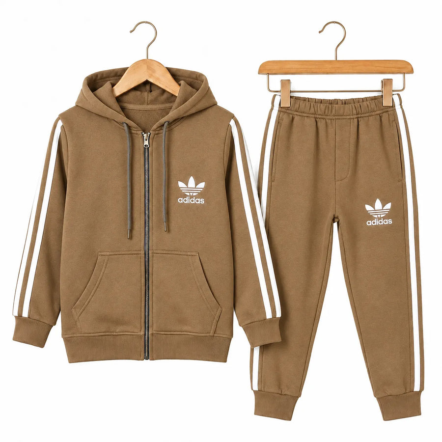 Boys Camel Adidas Zipper Hoodie Winter Coord Set (2 Piece) - Size 1 - 12 Years
