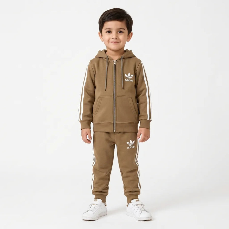 Boys Camel Adidas Zipper Hoodie Winter Coord Set (2 Piece) - Size 1 - 12 Years