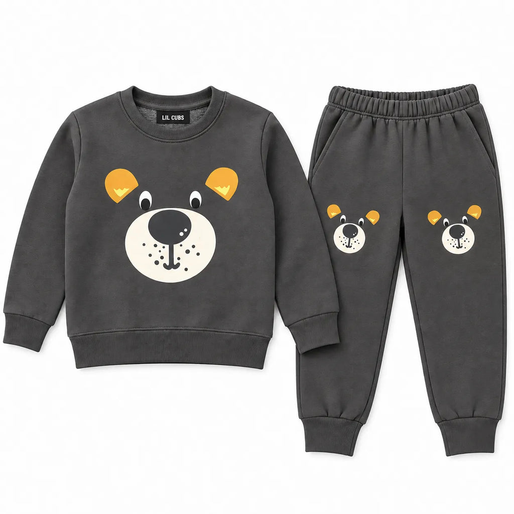 Boys Charcoal Grey Bear Winter Coord Set (2 Piece) - Size 1 - 12 Years