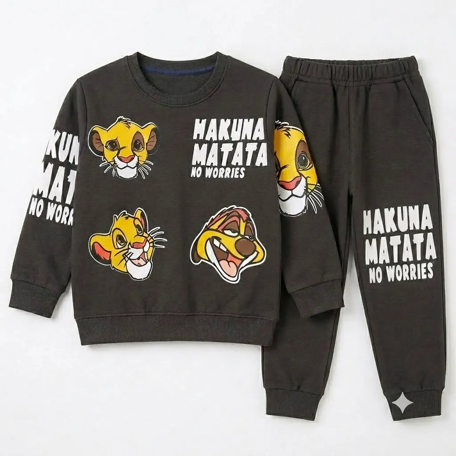 Boys Charcoal Grey Hakuna Matata Winter Coord Set (2 Piece) - Size 1 - 12 Years