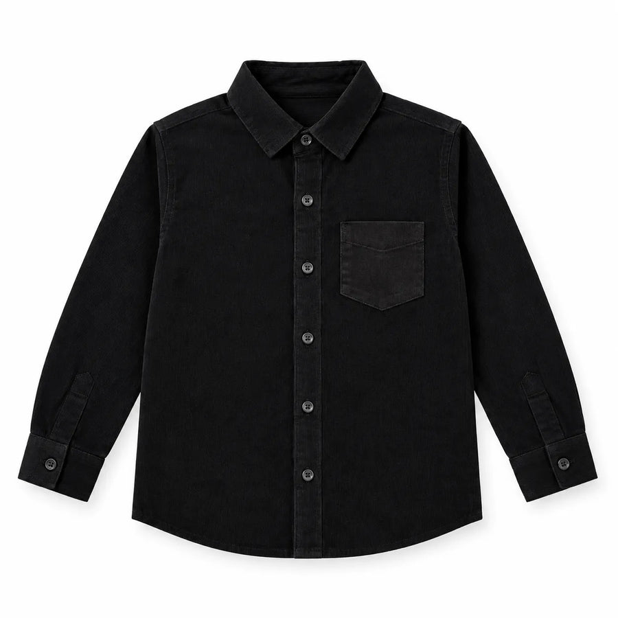Boys Corduroy Formal Shirt Black (Size 1 - 12 Years)