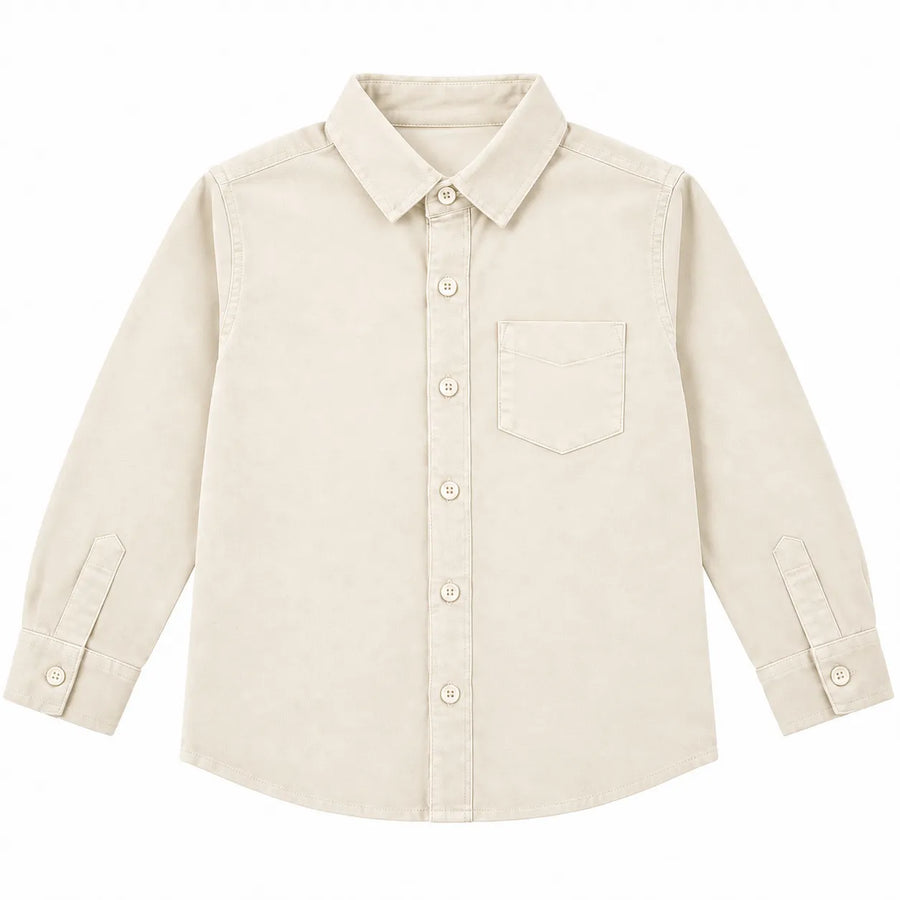 Boys Corduroy Formal Shirt Cream (Size 1 - 12 Years)
