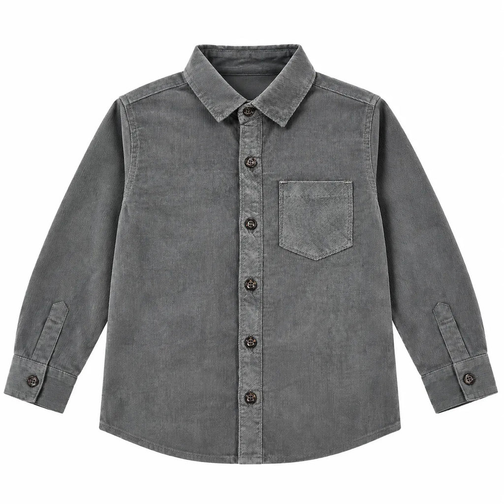 Boys Corduroy Formal Shirt Grey (Size 1 - 12 Years)