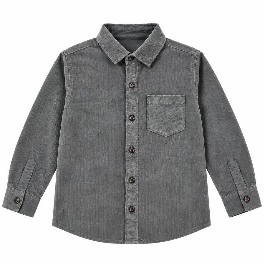 Boys Corduroy Formal Shirt Grey (Size 1 - 12 Years)