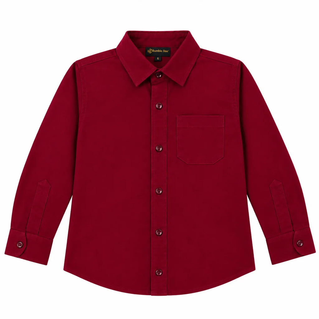 Boys Corduroy Formal Shirt Maroon (Size 1 - 12 Years)