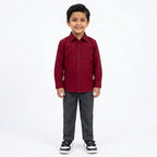 Boys Corduroy Formal Shirt Maroon (Size 1 - 12 Years)