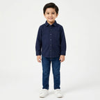 Boys Corduroy Formal Shirt Navy Blue (Size 1 - 12 Years)