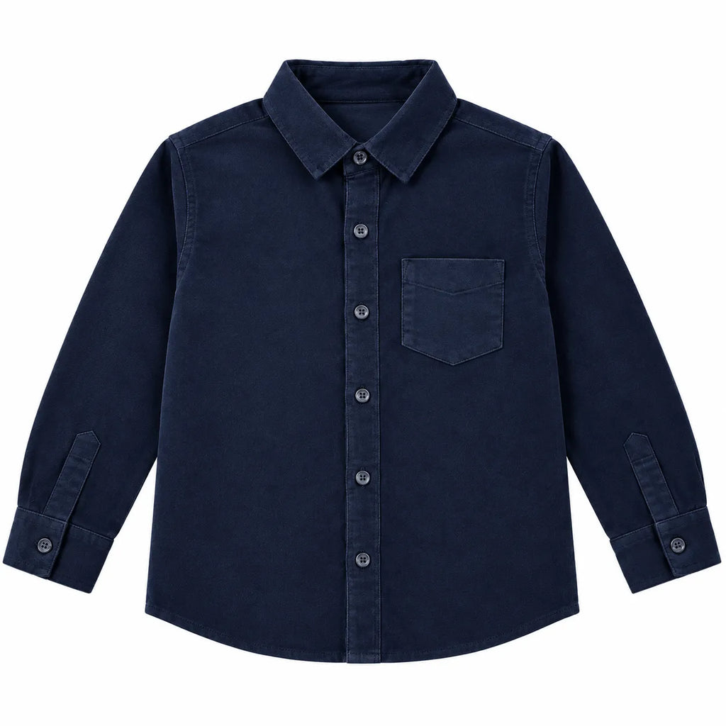 Boys Corduroy Formal Shirt Navy Blue (Size 1 - 12 Years)