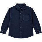 Boys Corduroy Formal Shirt Navy Blue (Size 1 - 12 Years)