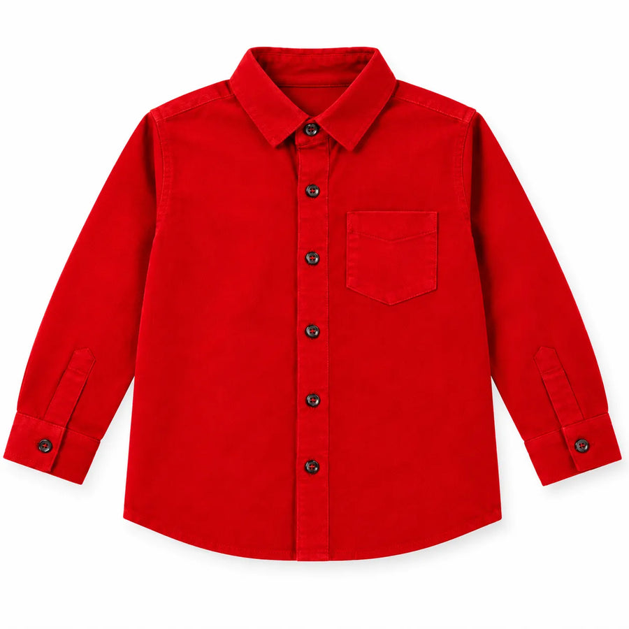 Boys Corduroy Formal Shirt Red (Size 1 - 12 Years)