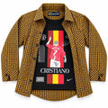 Boys Cotton Double Shirt Mustard Check with Cristiano Print (Size 1 - 12 Years)