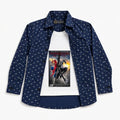 Boys Cotton Double Shirt Navy Blue with Spiderman Print (Size 1 - 12 Years)