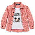 Boys Cotton Double Shirt Orange with Mickey Print (Size 1 - 12 Years)