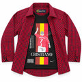 Boys Cotton Double Shirt Red Check with Cristiano Print (Size 1-12 Years)