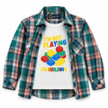 Boys Cotton Double Shirt Sea Green with Building Block Print (Size 1 - 12 Years)