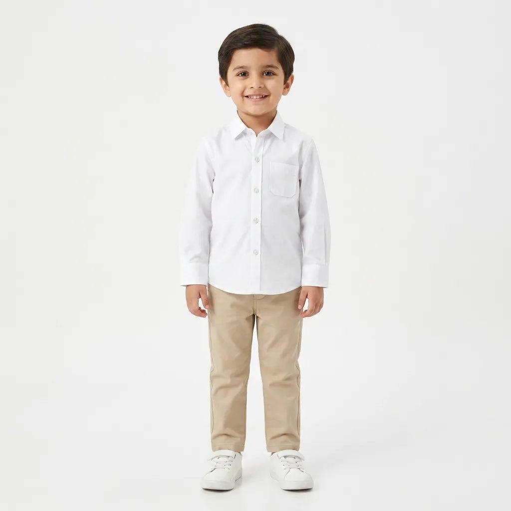 Boys Cotton Formal Shirt White (Size 1 - 12 Years)