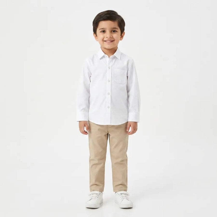 Boys Cotton Formal Shirt White (Size 1 - 12 Years)