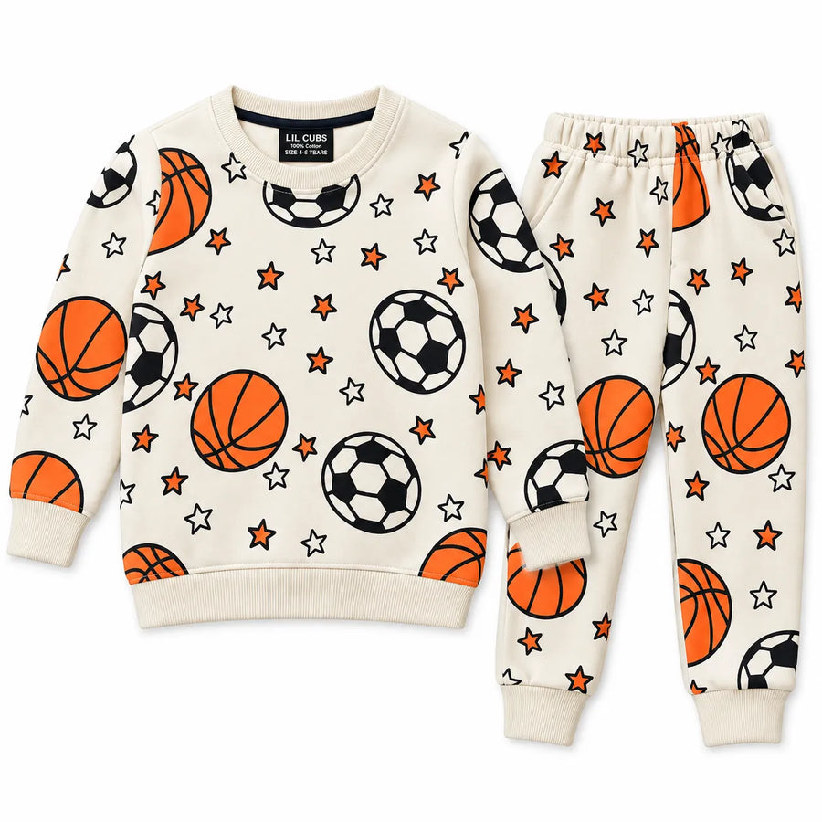 Boys Cream Football Winter Coord Set (2 Piece) - Size 1 - 12 Years