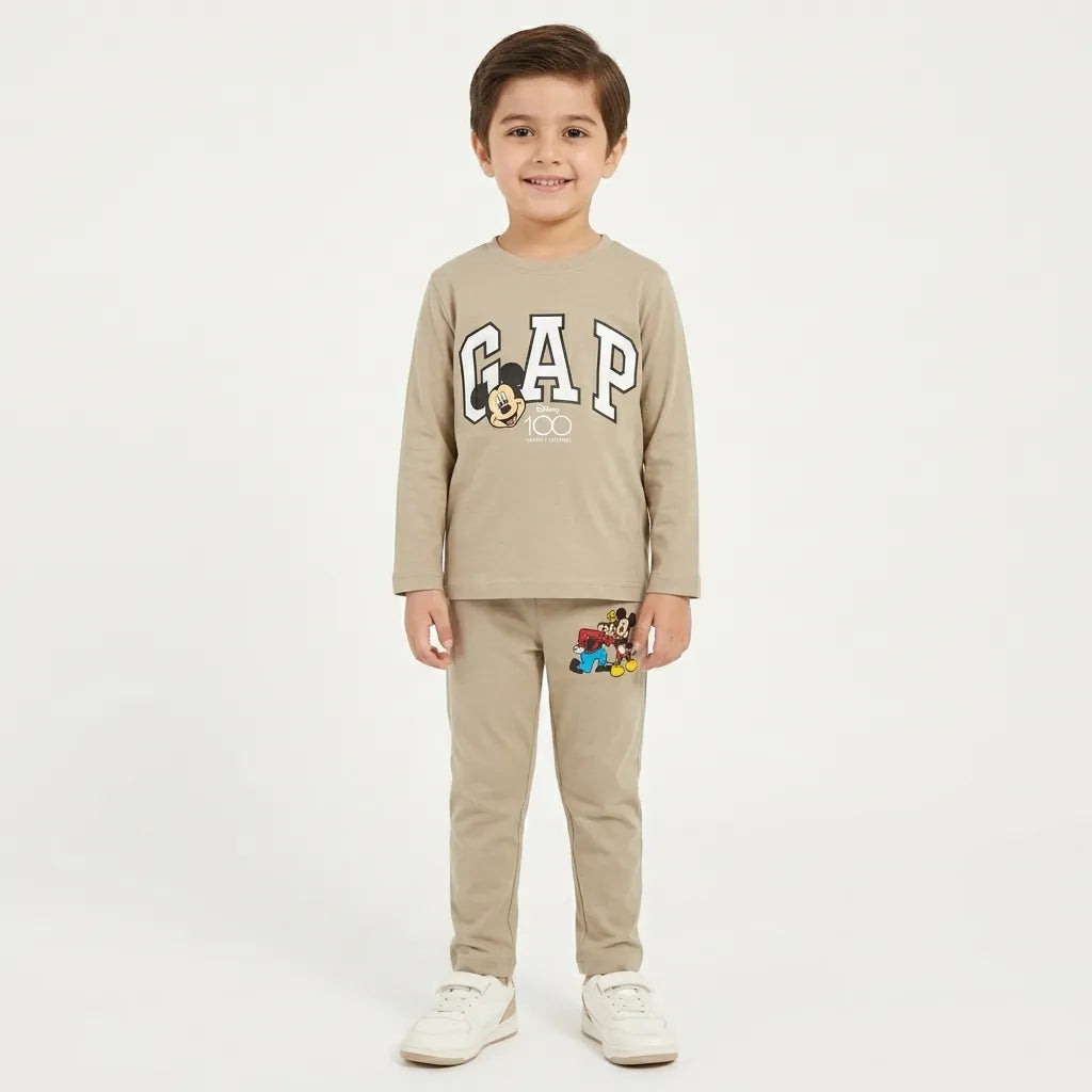 Boys Cream GAP & Mickey Summer Coord Set (2 Piece) - Size 1 - 12 Years