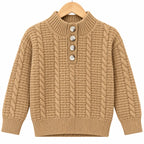 Boys Cream Winter Sweater with Cable Knit Pattern (Size 1 - 4 Years)