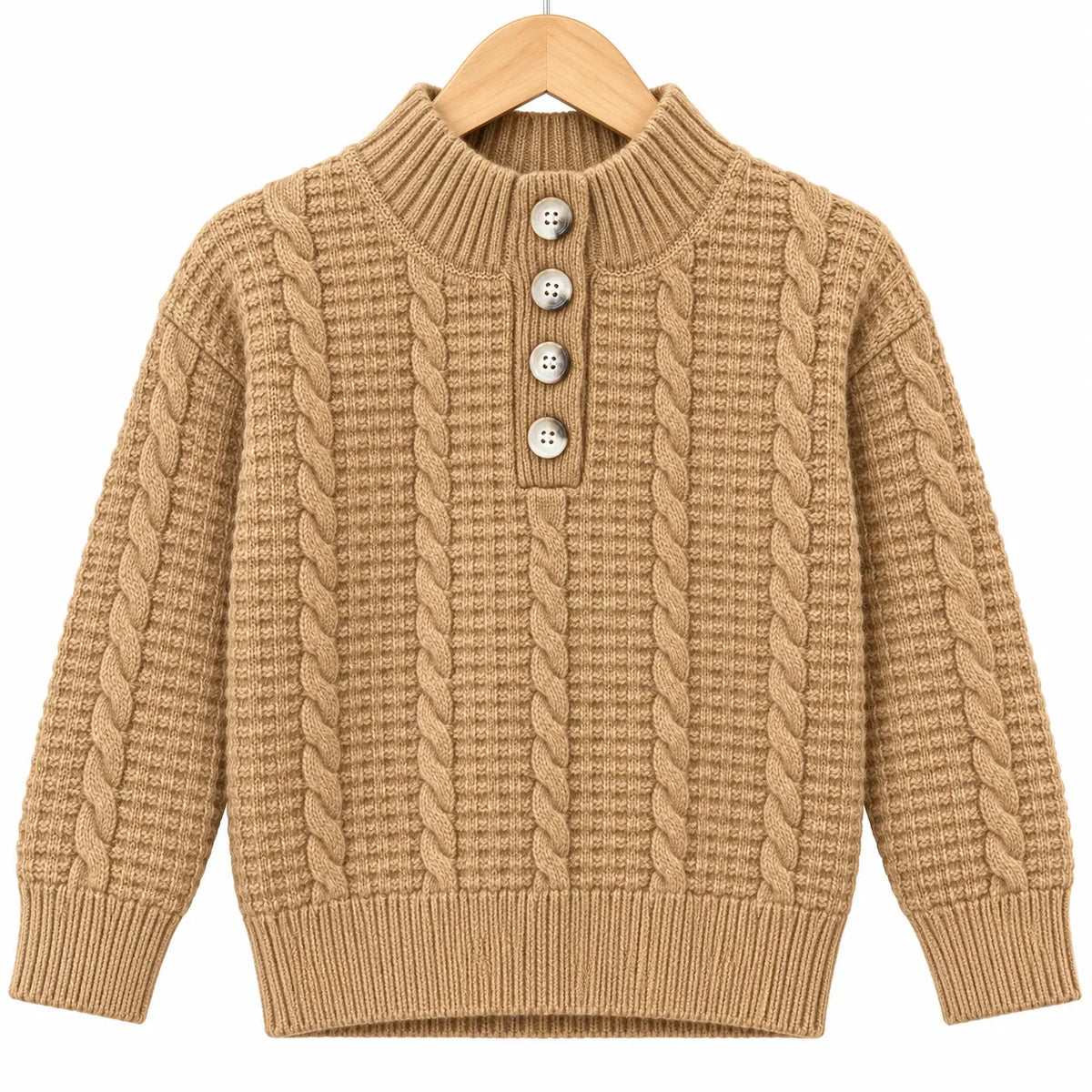 Boys Cream Winter Sweater with Cable Knit Pattern (Size 1 - 4 Years)