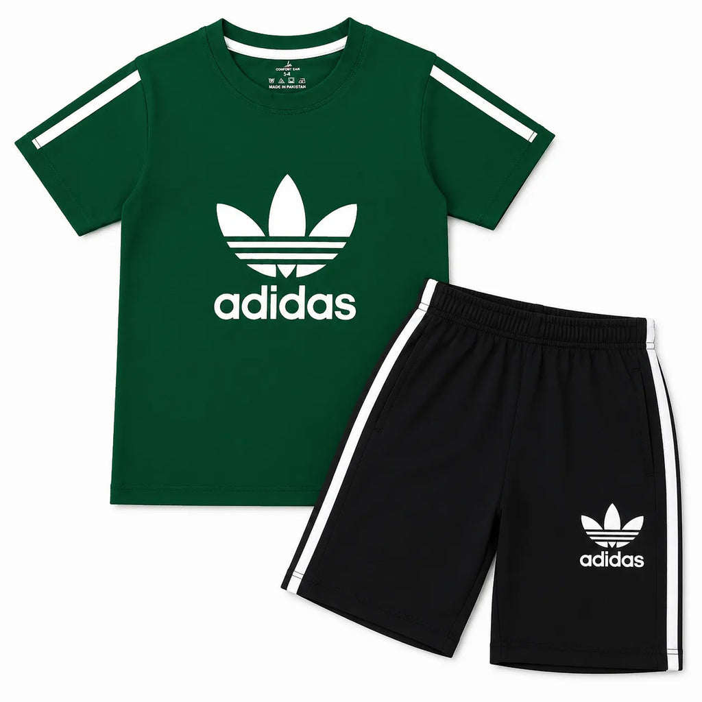 Boys Dark Green & Black Adidas Summer Coord Set (2 Piece) Age 1 - 12 Years