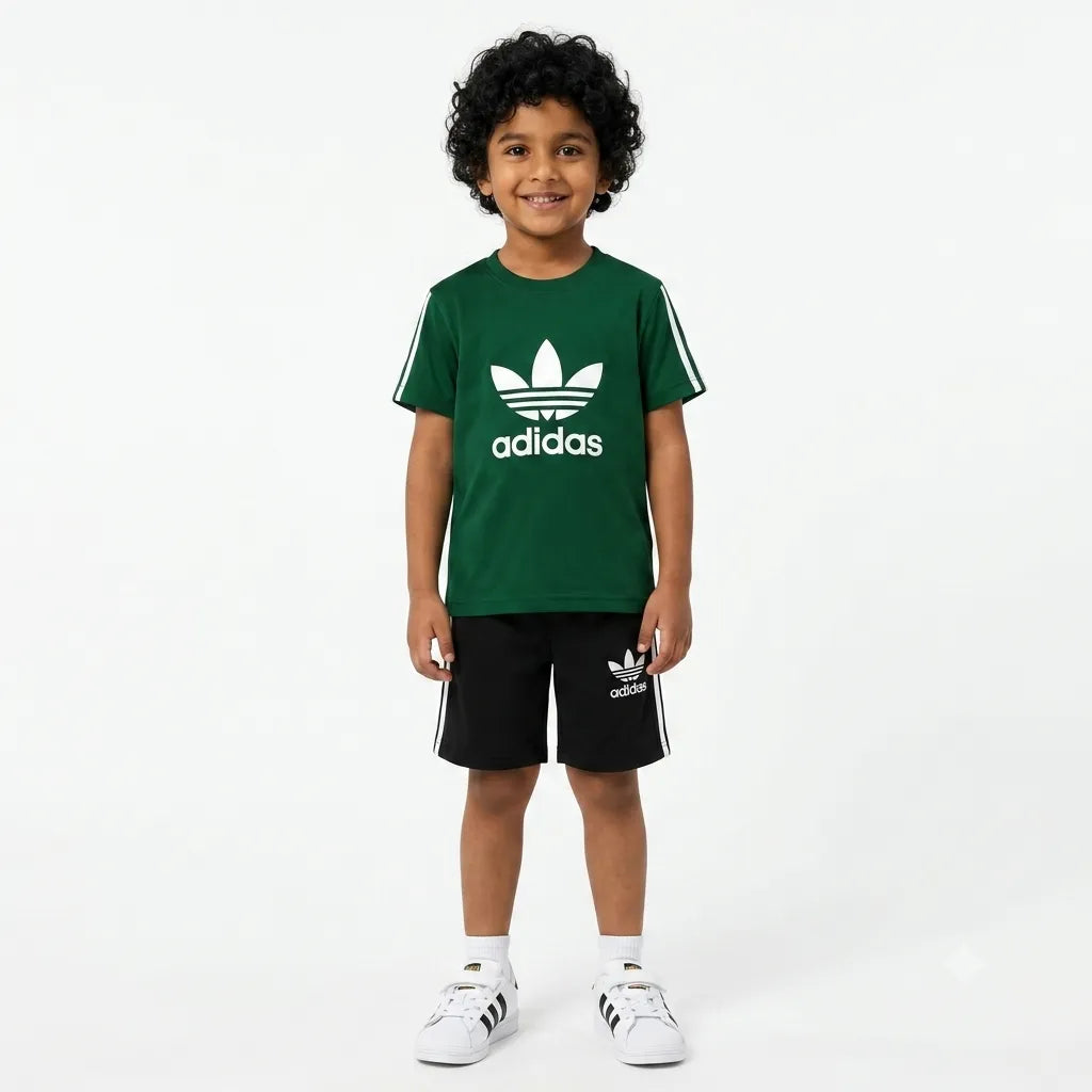 Boys Dark Green & Black Adidas Summer Coord Set (2 Piece) Age 1 - 12 Years