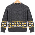 Boys Dark Grey Winter Sweater with Cable Knit Pattern (Size 1 - 4 Years)