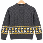 Boys Dark Grey Winter Sweater with Cable Knit Pattern (Size 1 - 4 Years)