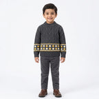 Boys Dark Grey Winter Sweater with Cable Knit Pattern (Size 1 - 4 Years)